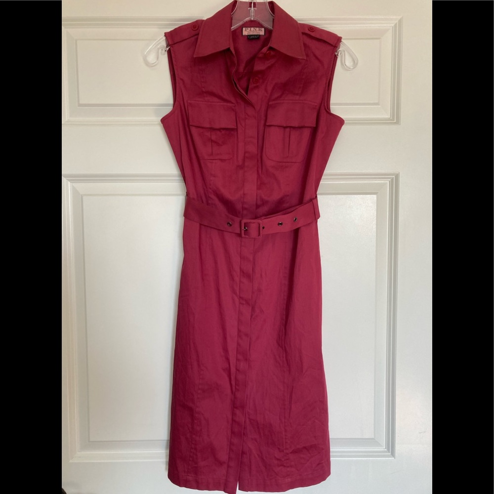Thomas Pink Magenta Sleeveless Shirtdress